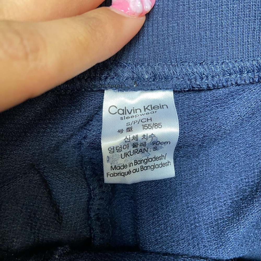 Calvin Klein Sleepwear Pants Womens Small Blue Logo Wordmark Logo Tapered Leg - Picture 8 of 13